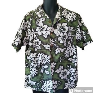 💘 Mens Hawaiian green Floral shirt small